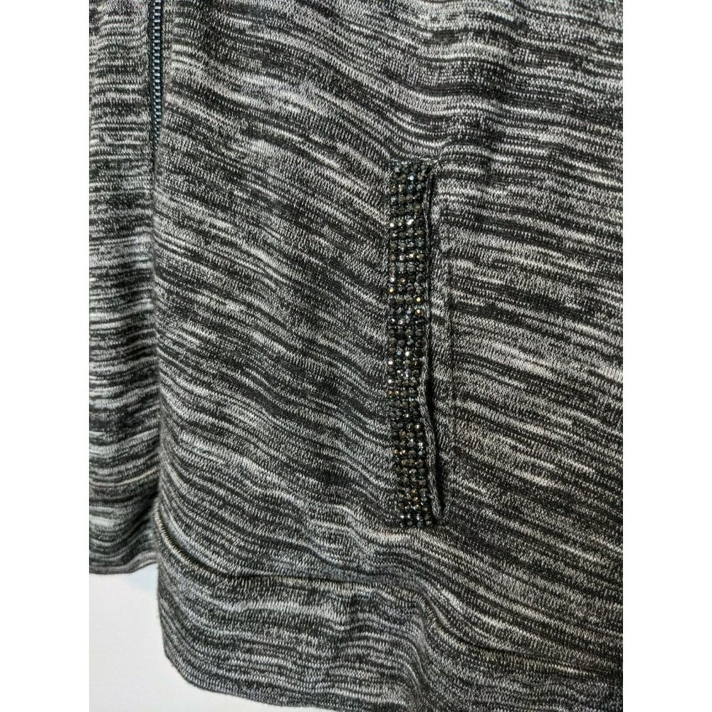 Juicy Couture Velour Velvet Jacket Hoodie Gray Black Large Rhinestone Pockets - Picture 5 of 8
